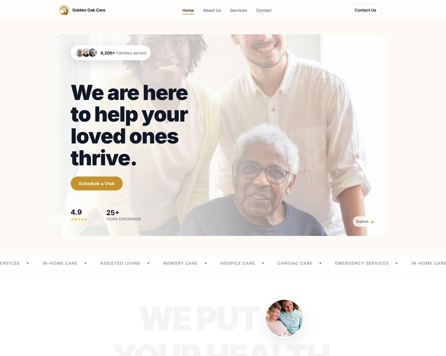 Golden Oak Care Senior Living Website